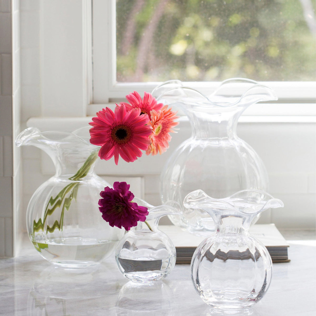 Vietri Hibicus Clear Glass Medium Fluted Vase