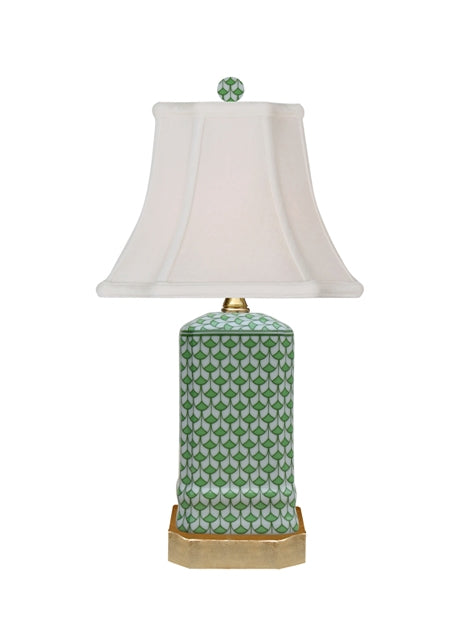 Porcelain Greenfish Scale Book Shelf Lamp(Gold Leaf Base)